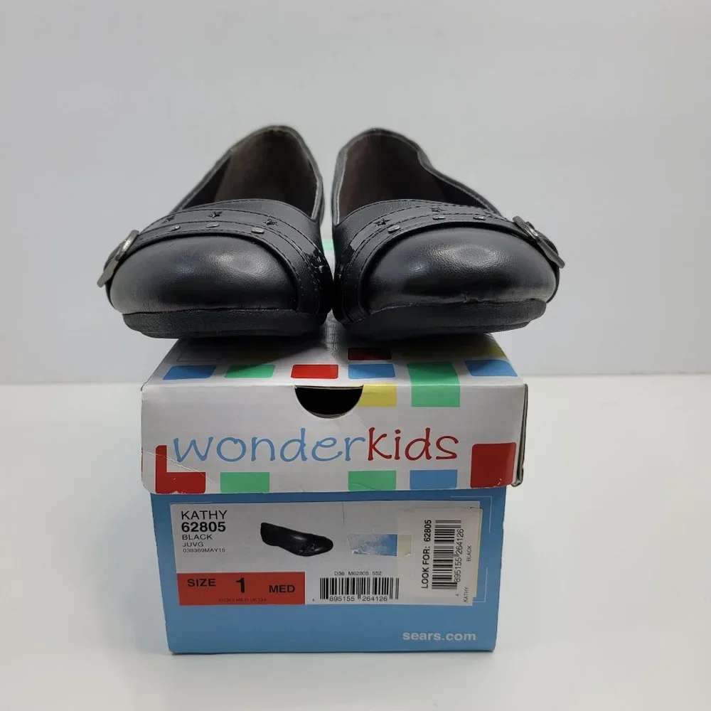 Wonder Kids Kathy Girl's Flats Slip Resistant Black US Size 1 NIB